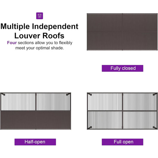 Bronze Louvered Pergola Sun Shade Shelter with Adjustable Metal Roof for Patio Hardtop Pergola
