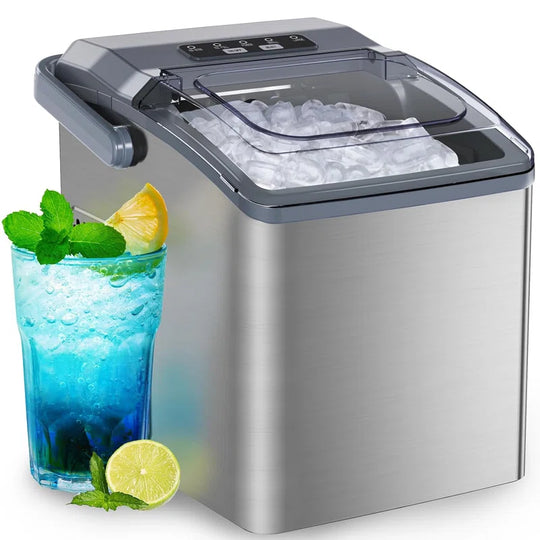 26 Lbs 2 Sizes of Bullet Ice Maker, Camping and Party Ice Maker with Handle, Kitchen Portable Ice Maker Machine with Self-Cleaning