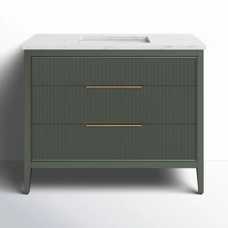 Bilroy Egremt 42'' Single Bathroom Vanity with Engineered Stone Top