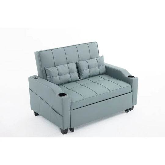 Tufted Upholstered Leather Sleeper Sofa Bed