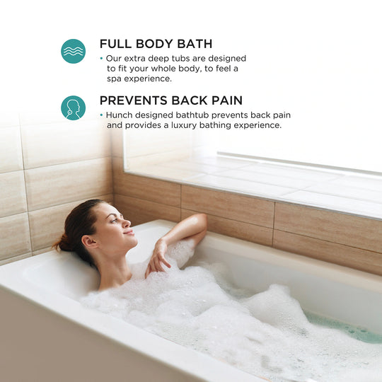 Acrylic-Fiberglass Soaking Bathtub, White. Alcove/Apron Front