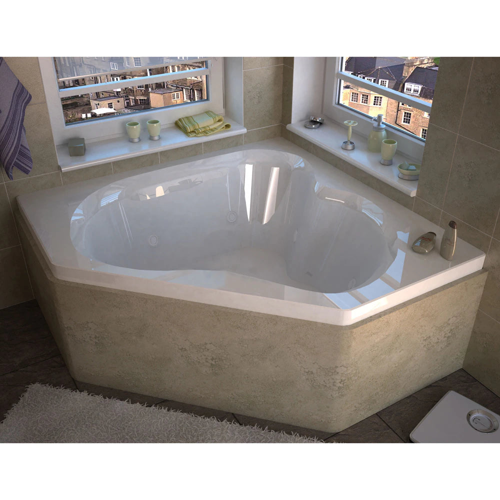 Cascade 60 X 60 Corner Whirlpool Jetted Bathtub in White