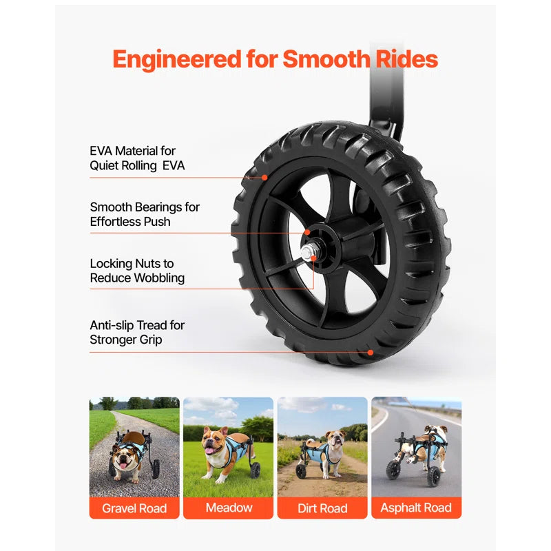 Dog Wheelchair for Back Legs, Adjustable 2 Wheels Pet Wheelchair, Lightweight Dog Cart with Shock-Absorbing Wheels, Mobility Support Wheel Chair for Disabled Injured Dogs up to 22Lbs, Small