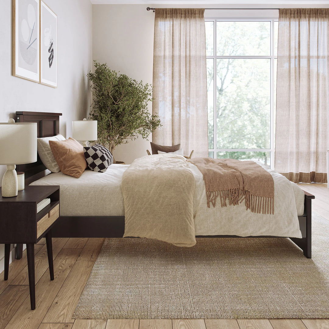 Charlotte Solid Wood Low Profile Platform Bed with Matching Footboard