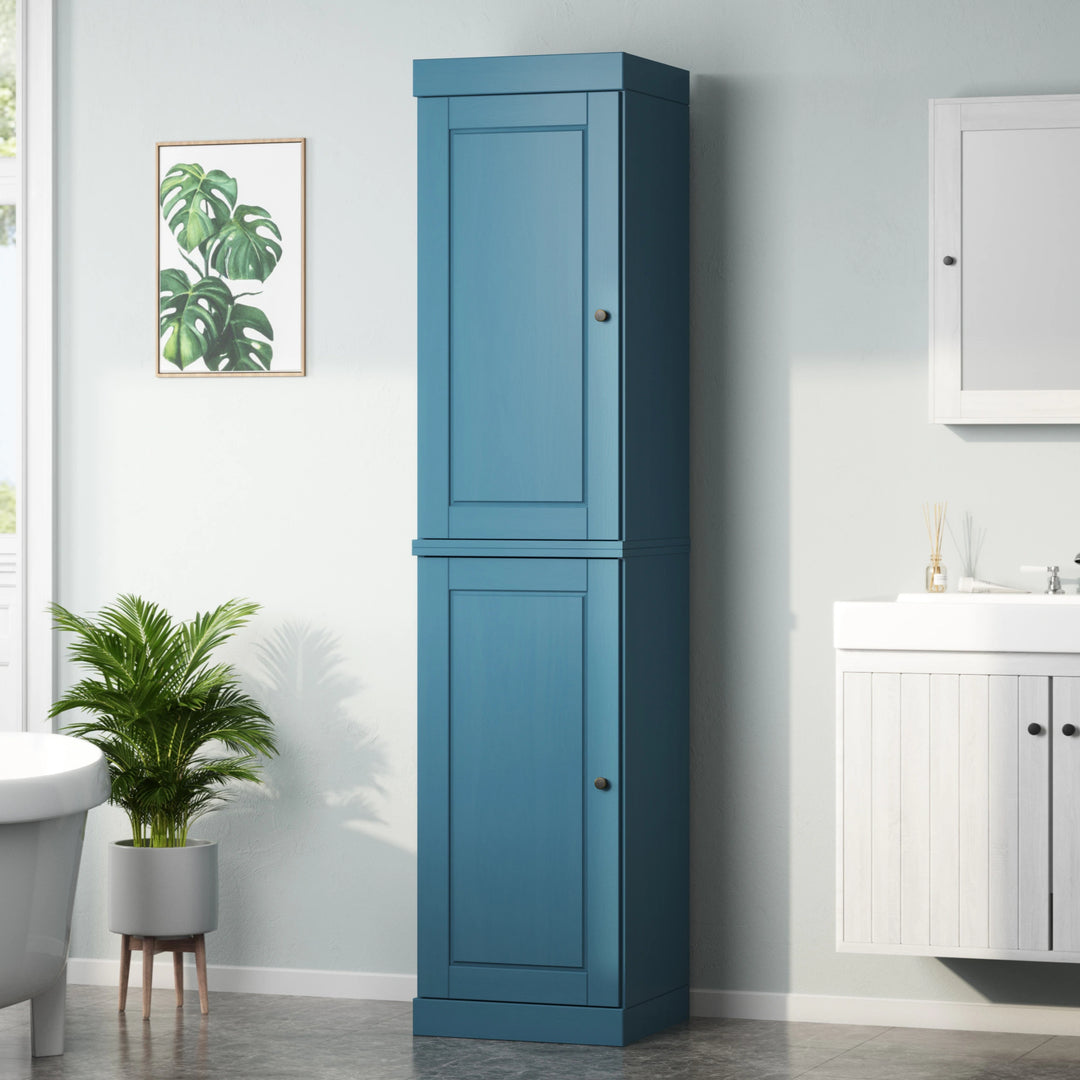 100% Solid Wood Bathroom Storage Cabinet, Adjustable Shelves, 16.5" Wide, 35.75" Tall
