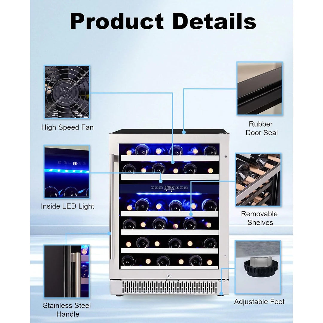 Luchar Wine Fridge 24 Inch, 46 Bottles Wine Fridge Cooler with Temperature Memory & Touchscreen Design