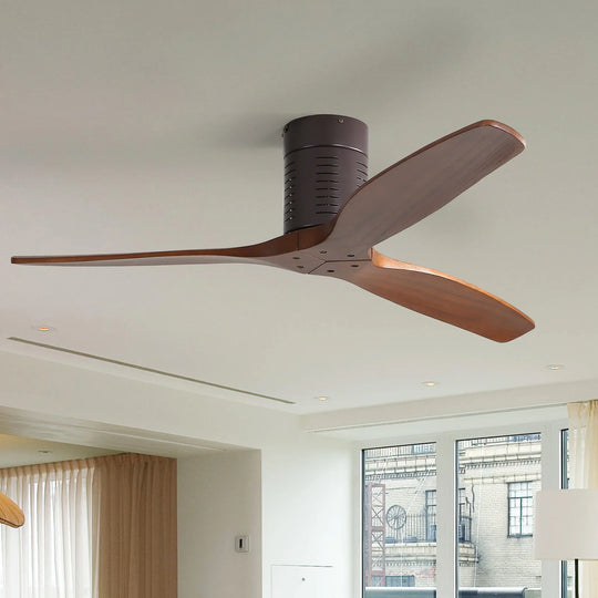 Sofucor 42"/48"/ 52"/60"Noiseless Walnut Wood Ceiling Fan with Remote Control, Integrated Light Optional
