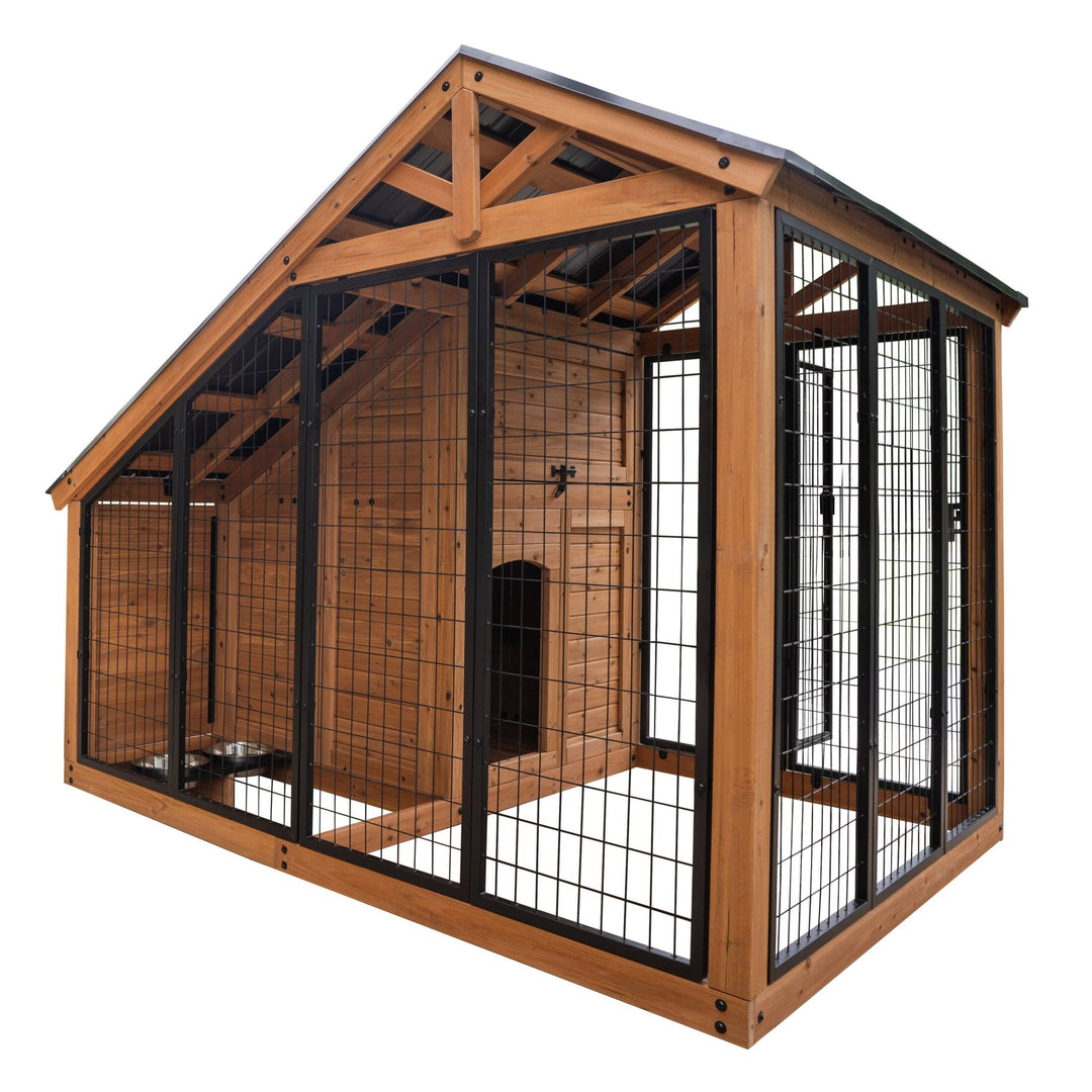 7'X5' Waggin' Retreat Cedar Wood Outdoor Dog Kennel