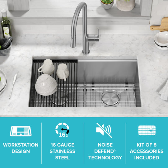 Kore Workstation Undermount Stainless Steel Kitchen Sink