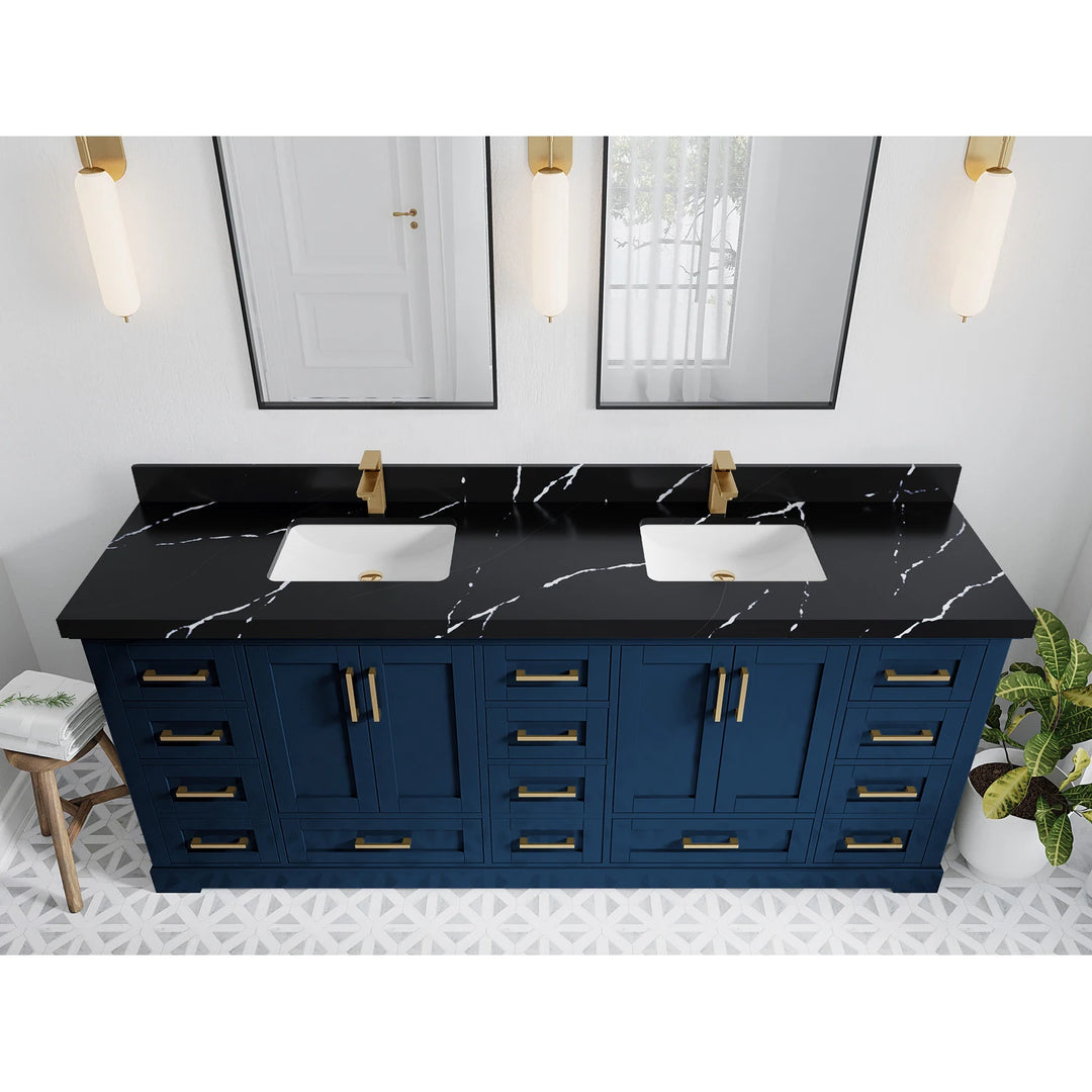 Willow Collection 84 in W X 22 in D X 36 in H Boston Double Bowl Sink Bathroom Vanity with Countertop