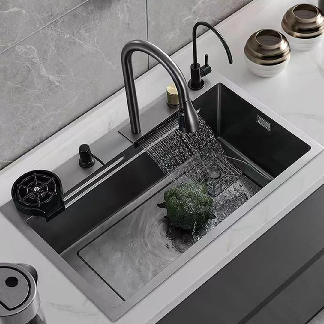 Stainless Steel Rectangular Waterfall Kitchen Sink