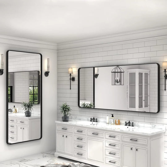 Aluminum Alloy Framed French Cleat Mounted Tempered Glass Wall Vanity Mirror