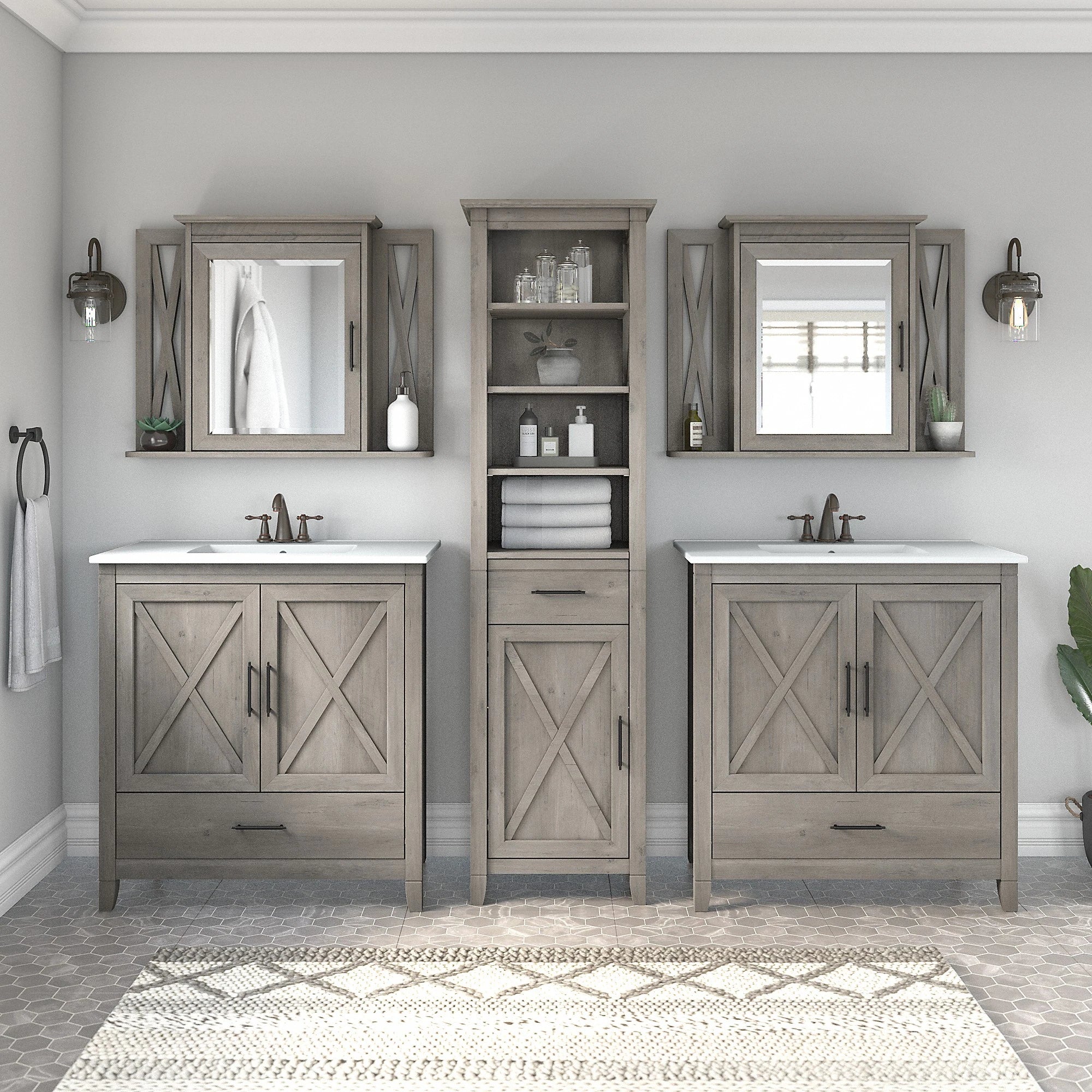 Key West 64W Double Vanity with Sinks and Storage by