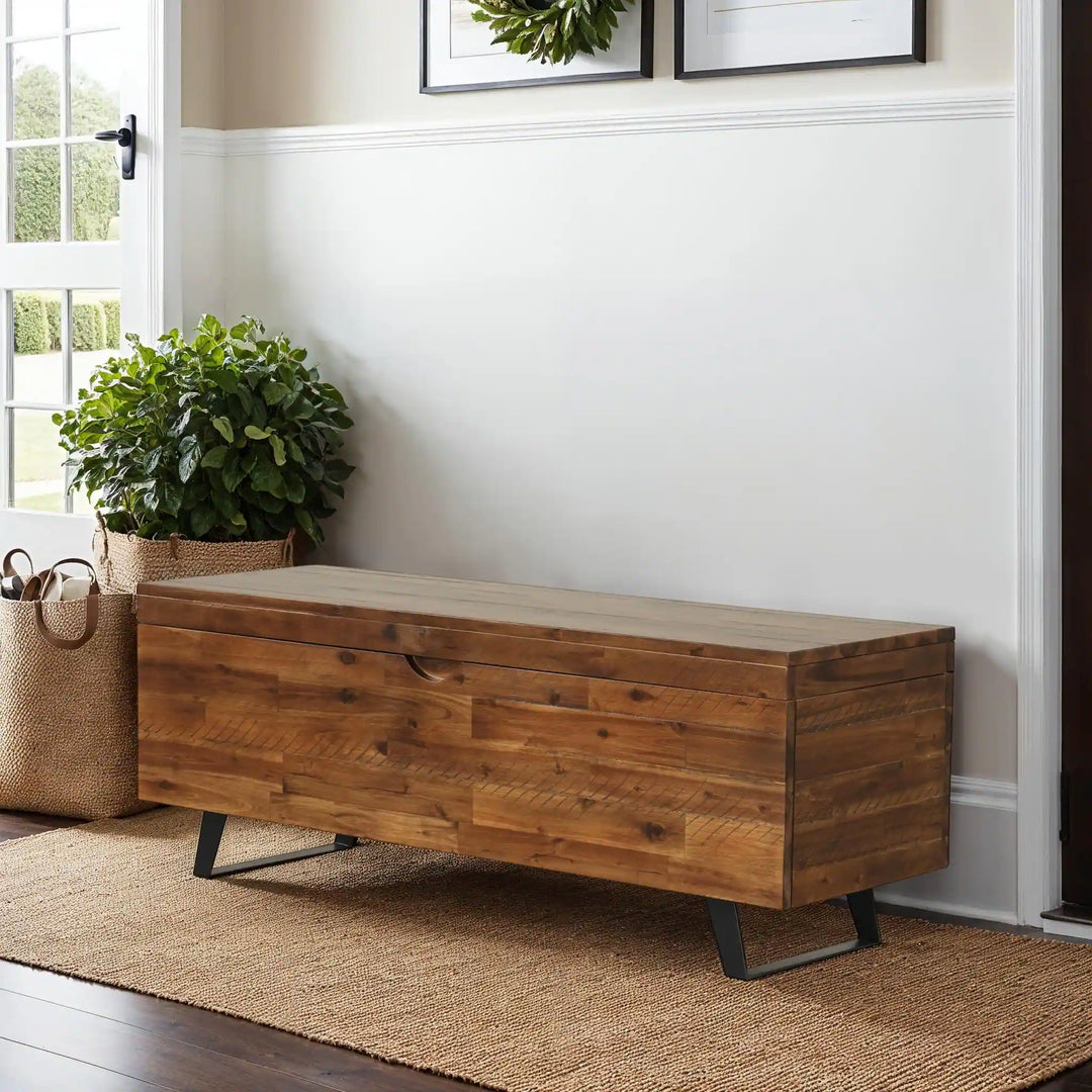 Broadmore 46-Inch Acacia Wood Storage Bench