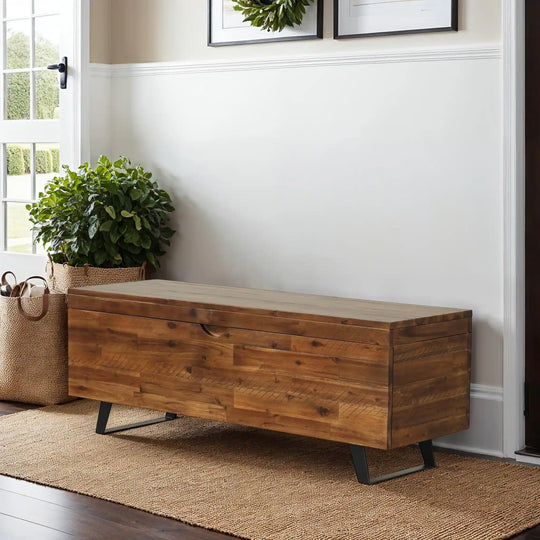 Broadmore 46-Inch Acacia Wood Storage Bench