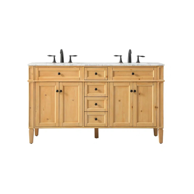 Rivers 60'' Double Bathroom Vanity with Marble Top
