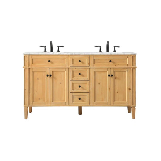 Rivers 60'' Double Bathroom Vanity with Marble Top