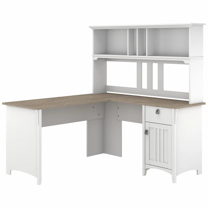 Paelynn L Shaped Credenza Desk with Hutch
