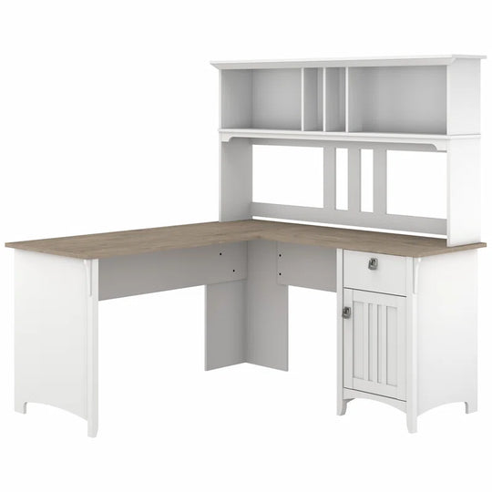Paelynn L Shaped Credenza Desk with Hutch