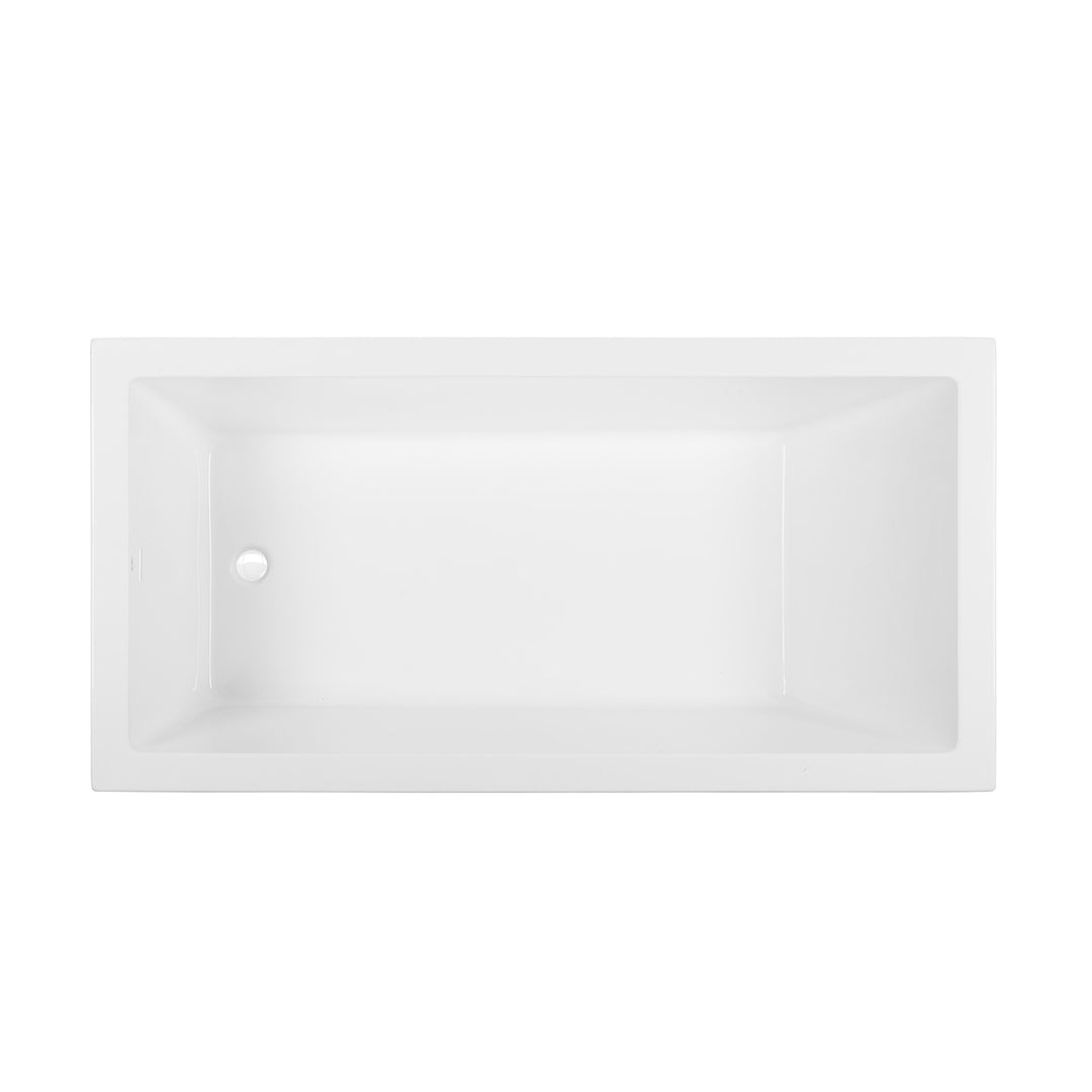 Voltaire 72 X 36 Reversible Drain Soaking Drop-In Bathtub in Glossy White with Integrated Overflow, Drain Included
