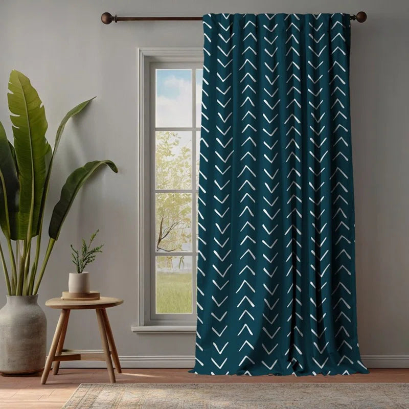 Boho Design Room Lined Decorative Single Panel Curtain