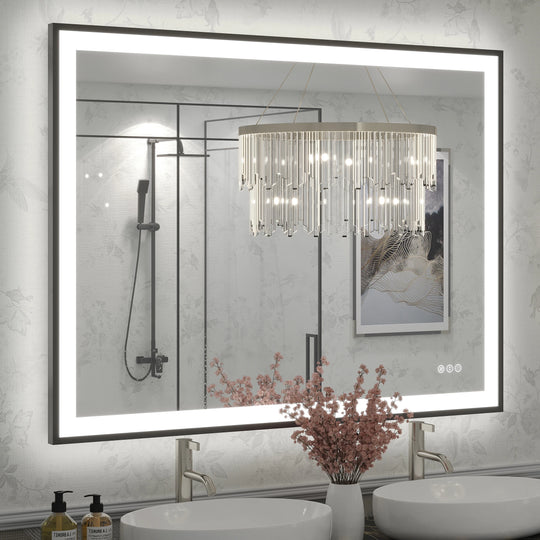 Extra Large Black Frame LED Bathroom Vanity Mirror with 3 Years Warranty and UL Certified