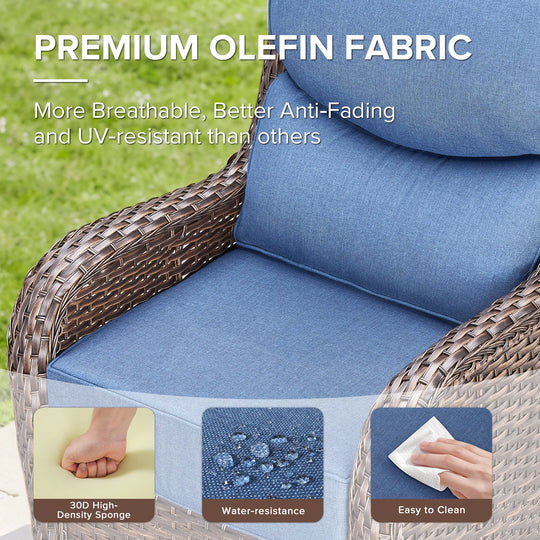 7-Piece Patio Furniture Set with Swivel Glider Chairs, 6-Inch Ultra-Plush Cushions & Water-Resistant Olefin Fabric