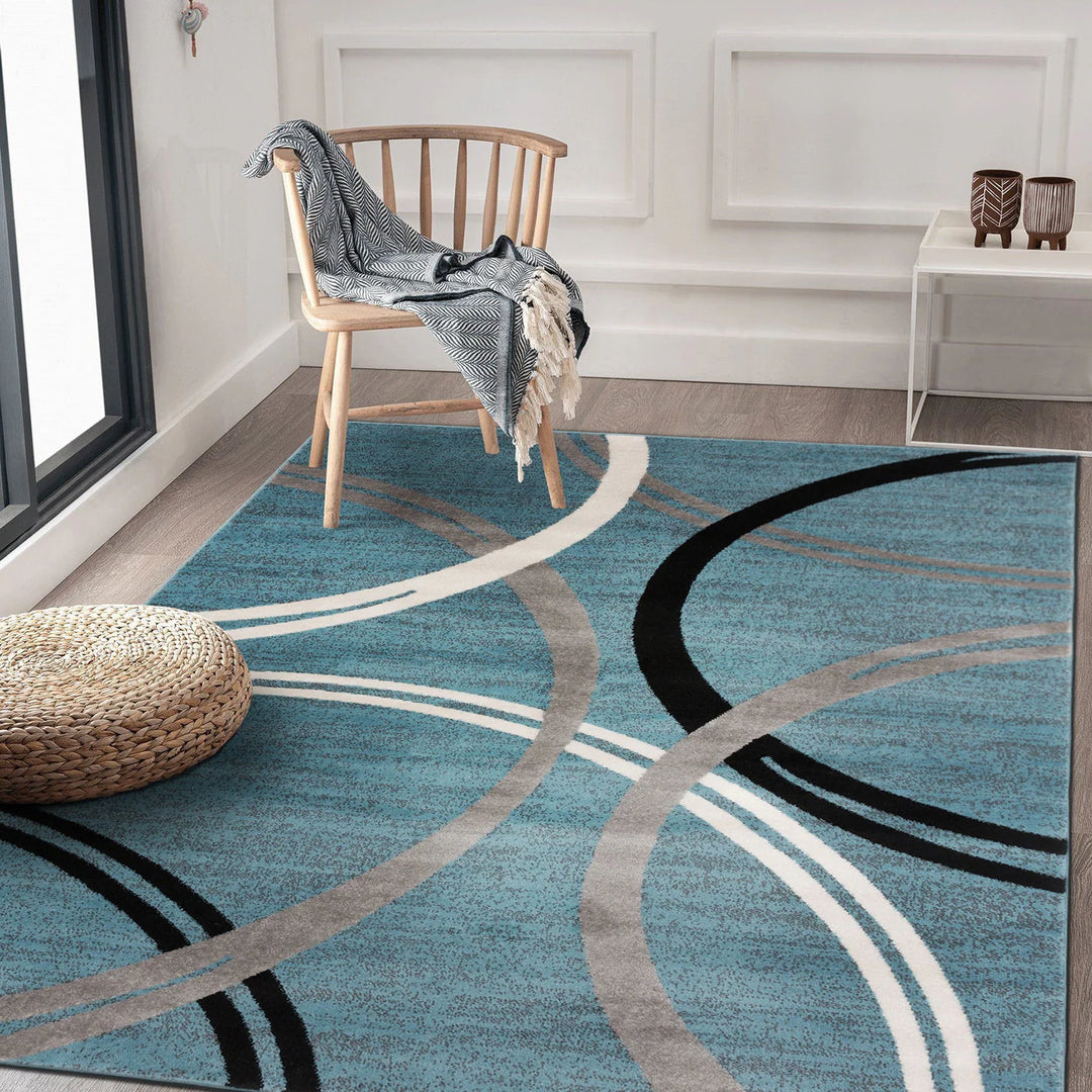 Contemporary Abstract Circles Design Area Rug
