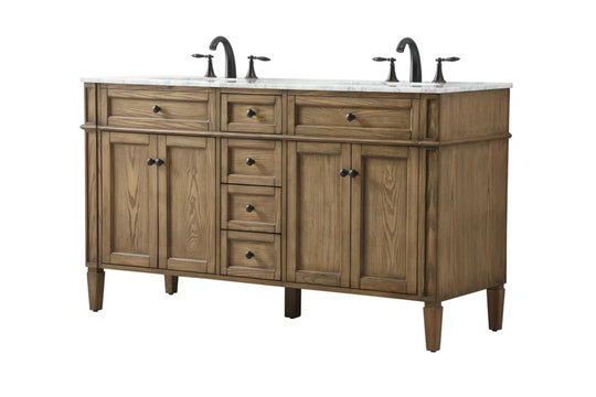 Rivers 60'' Double Bathroom Vanity with Marble Top