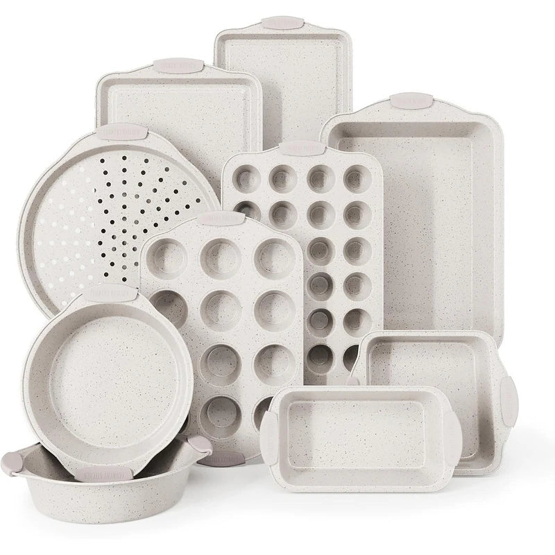Nonstick Stackable Bakeware Set - Heavy Duty, Durable, Easy Release Baking Set, 10 Pcs