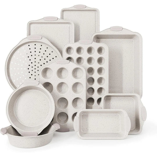 Nonstick Stackable Bakeware Set - Heavy Duty, Durable, Easy Release Baking Set, 10 Pcs