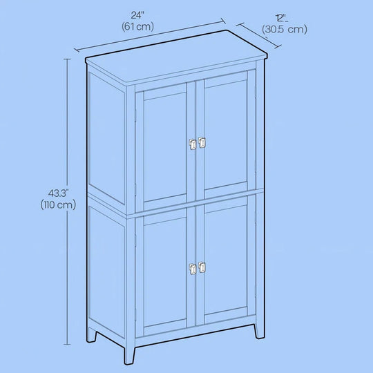 Arhavi 42.1" H Floor Storage Cabinet, Storage Unit, Freestanding Cabinet with 4 Doors