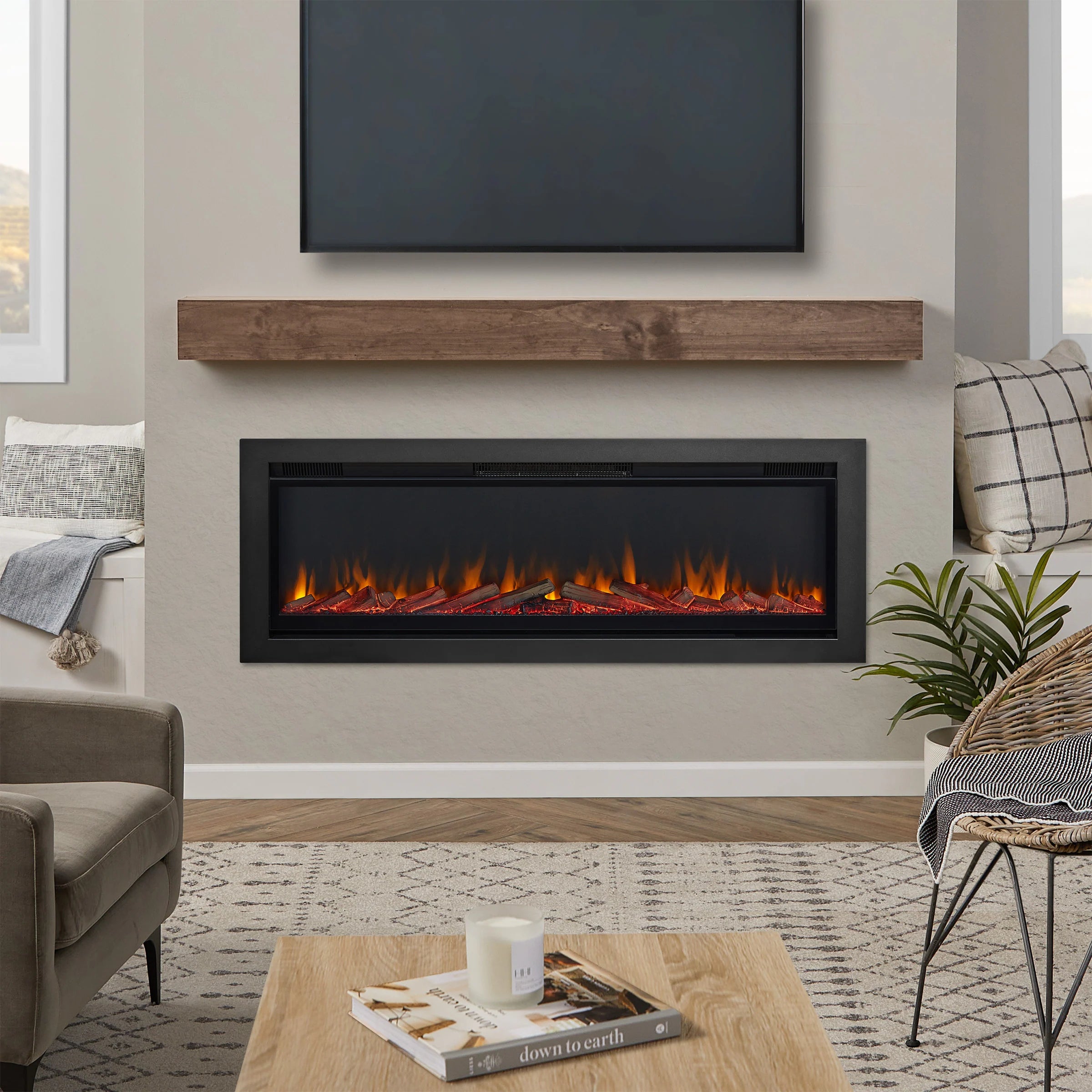 65" Wall Mounted/Recessed Electric Fireplace Insert by