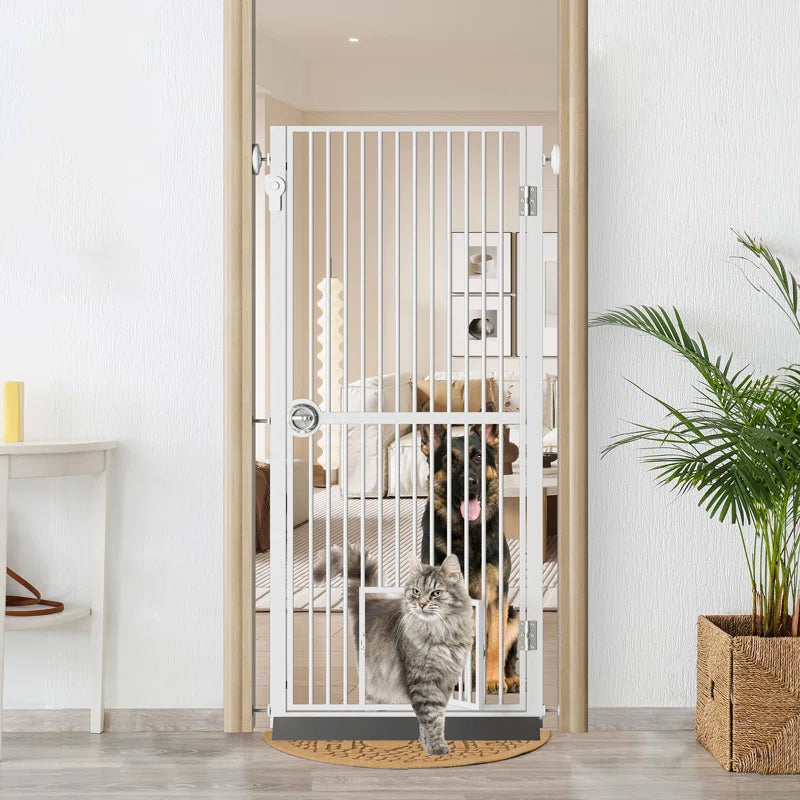 Eresmia 61“ Extra Tall Pet Gate for Doorway, Adjustable Pressure Mounted Pet Gate with Door