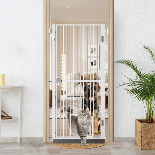 Eresmia 61“ Extra Tall Pet Gate for Doorway, Adjustable Pressure Mounted Pet Gate with Door