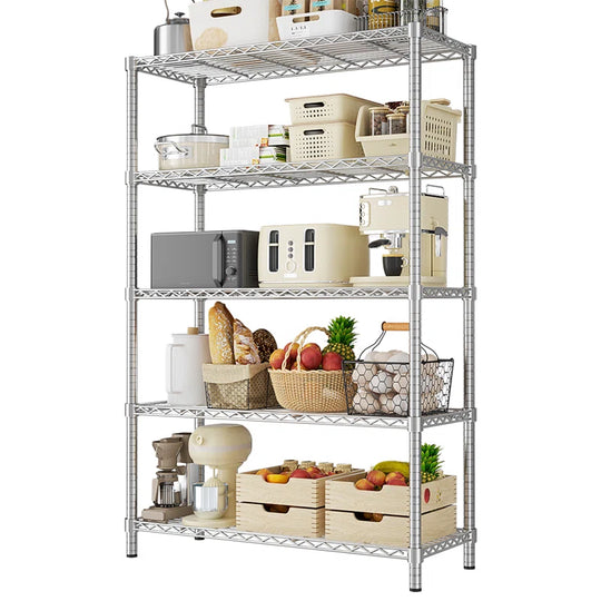 Height-Adjustable Garage Wire Shelving Unit for Kitchen, Laundry Room, Pantry, Warehouse, Basement