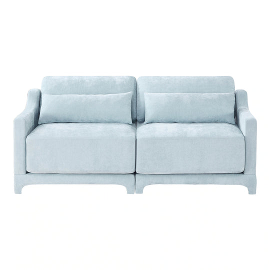 Modern Chenille 4-Seater Sofa with 2 Ottoman, Lumbar Cushions, Ergonomic Backrest, High-Resilience Spongeand Tufted Armrests