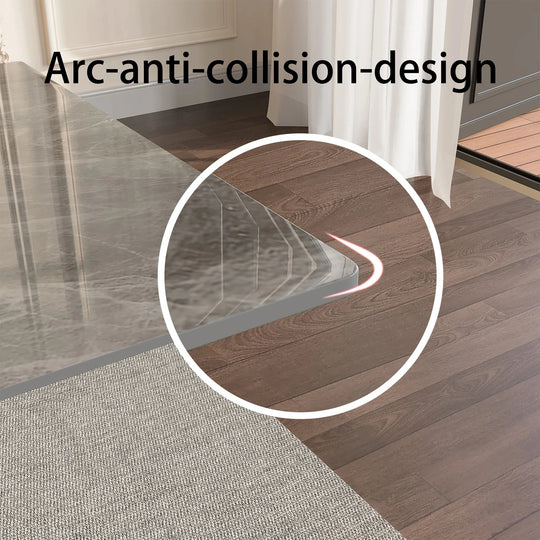 Minimalism Extendable Rectangular Sintered Stone Double Pedestal Dining Table Seat for 8-12 - 110.24"