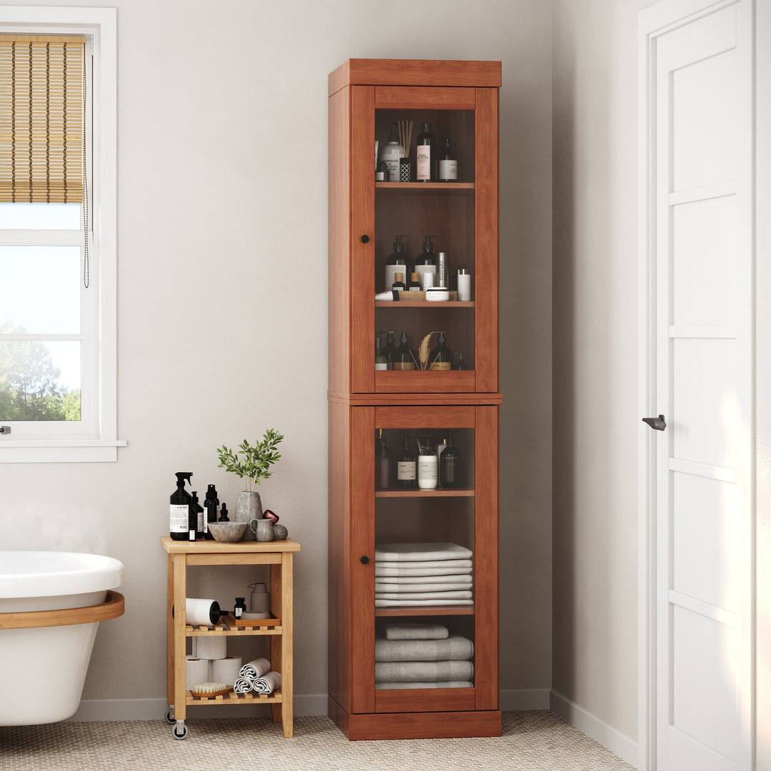 100% Solid Wood Bathroom Storage Cabinet, Adjustable Shelves, 16.5" Wide, 35.75" Tall