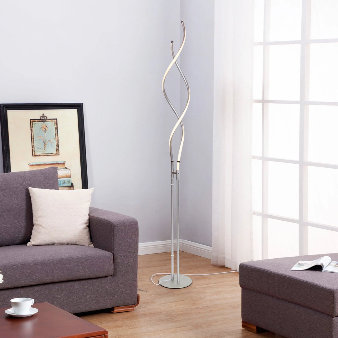 Embrace 60 In. Industrial 2-Light LED Super Bright Floor Lamp with Built-In 3-Way Dimmer Function