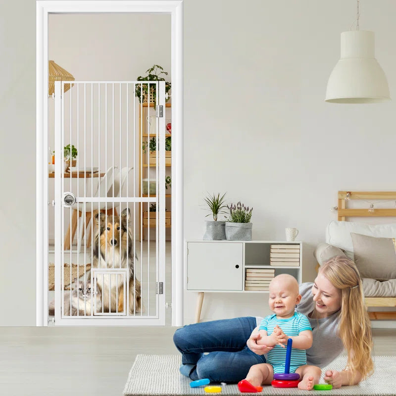 Eresmia 61“ Extra Tall Pet Gate for Doorway, Adjustable Pressure Mounted Pet Gate with Door