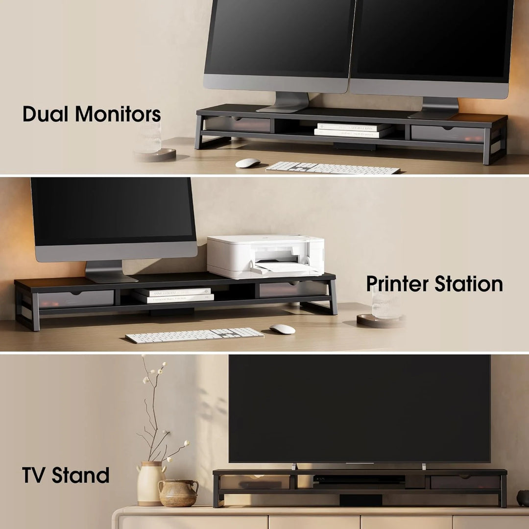 Fenge Dual Monitor Stand Riser for Desk, 42.5In Large Monitor Stand for 2 Monitor - 42.5X9.2X5.4 Inches