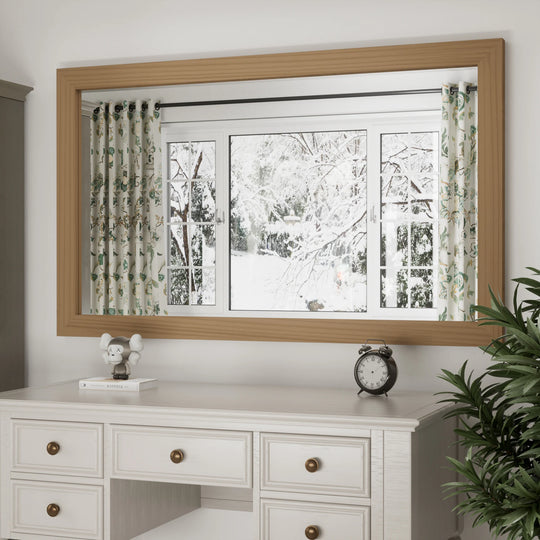 Farmhouse Barn Door Solid Wood Frame Bathroom Vanity Wall Mirror