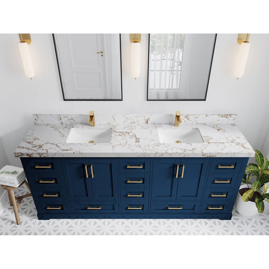 Willow Collection 84 in W X 22 in D X 36 in H Boston Double Bowl Sink Bathroom Vanity with Countertop