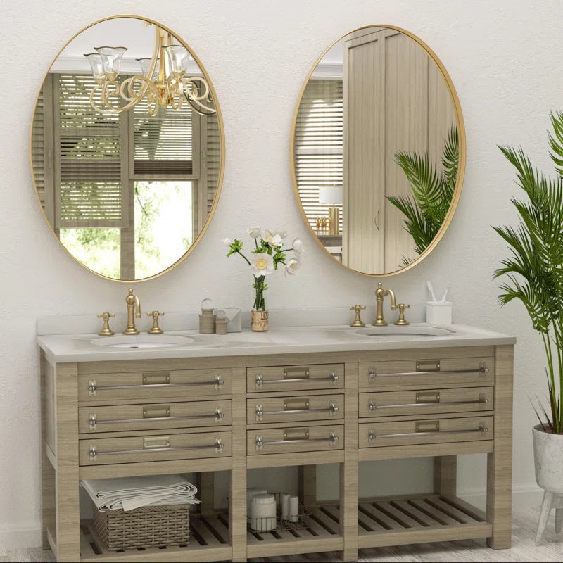 Hun Oval Vanity Mirror Wall Mounted Mirror Ideal for Bedroom, Entryway, Living Room