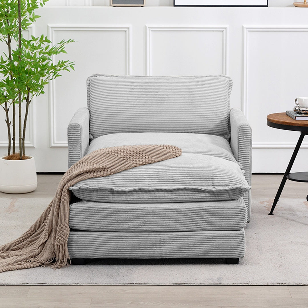 Corduroy Sectional Sofa with Removable Ottomans & Ultra-Soft Cushions for Living Room & Bedroom
