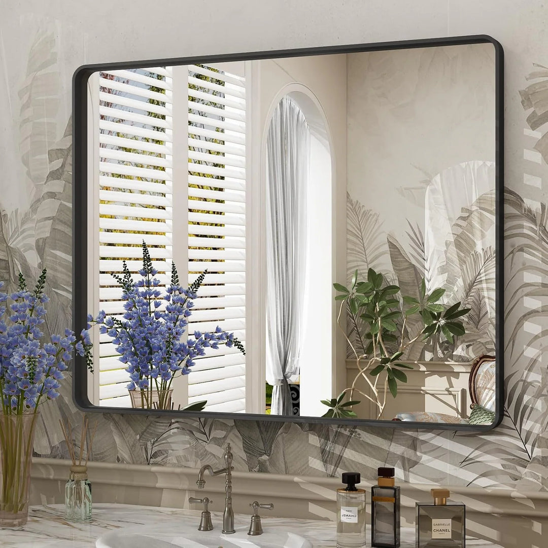 Aluminum Alloy Framed Tempered Glass Wall Decor Vanity Bathroom Mirror