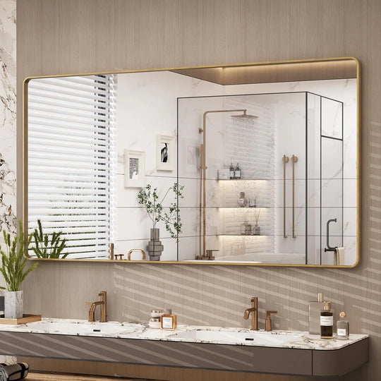 Aluminum Alloy Framed Tempered Glass Wall Decor Vanity Bathroom Mirror