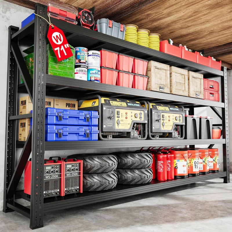 Heavy Duty 4-Tier Steel Shelves - Adjustable Storage Rack for Garage, Warehouse, Pantry & Toolsheds