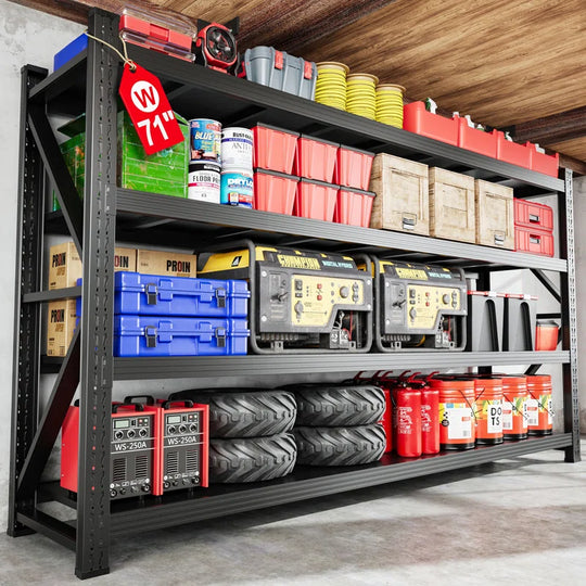 Heavy Duty 4-Tier Steel Shelves - Adjustable Storage Rack for Garage, Warehouse, Pantry & Toolsheds